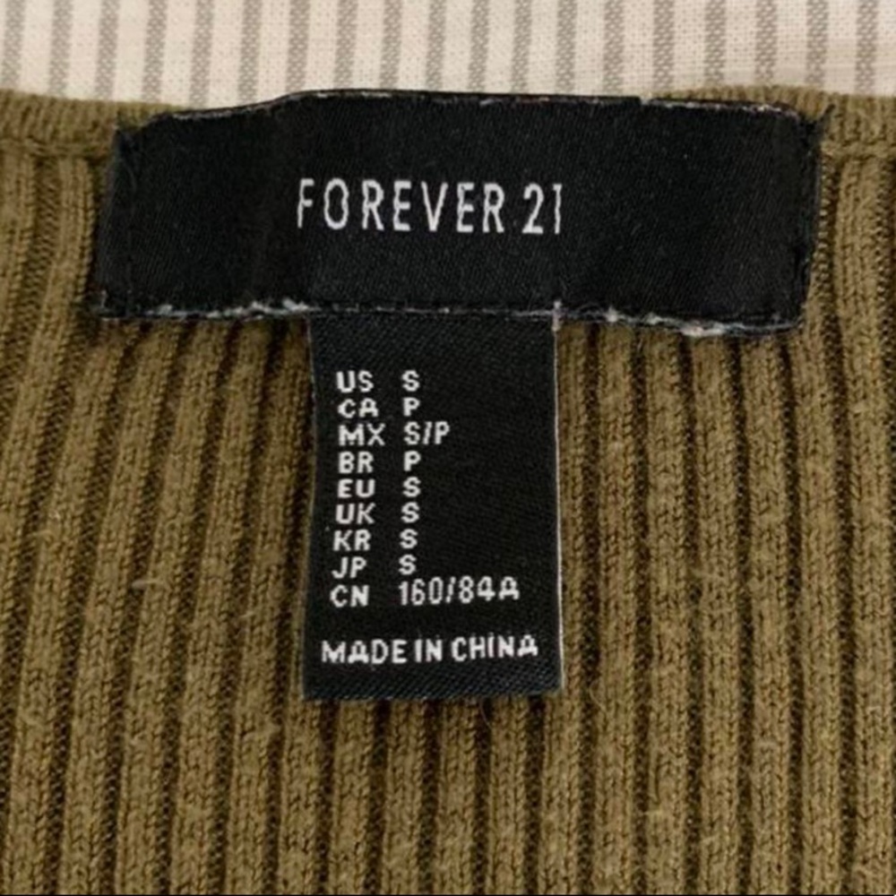 Olive Green Ribbed Top - Picture 2 of 2